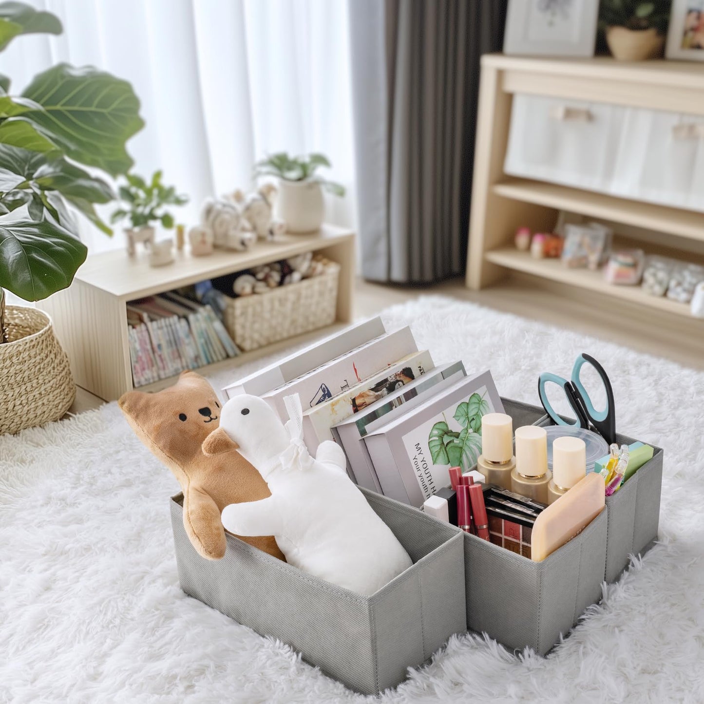 Criusia Drawer Organizer Clothes, 10 Pack Dresser Organizer for Baby Clothes, Underwear, Sock- Foldable Closet Organization and Storage Dividers Bins for Nursery, Bedroom (Beige)