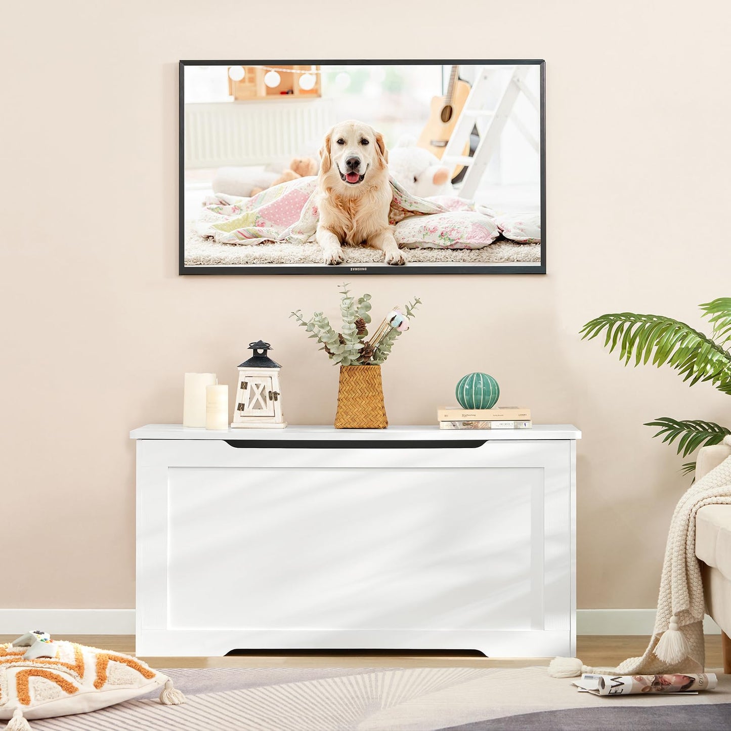 usikey 39.4” Storage Chest, Toy Box with 2 Safety Hinges, Toy Chest, Storage Bench for Bedroom, Supports 220 lb, for Living Room, Entryway, Pink