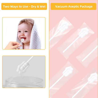 Baby Tongue Cleaner, Baby Toothbrush, 42Pcs Disposable Infant Toothbrush Clean Baby Mouth,Gauze Gum Cleaner Toothbrush Baby Oral Cleaning Stick Dental Care for 0-36 Month Baby+Free 1 Finger Toothbrush