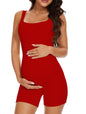 Maternity Workout Romper Pregnancy Yoga Ribbed One Piece Seamless Tank Top Jumpsuit