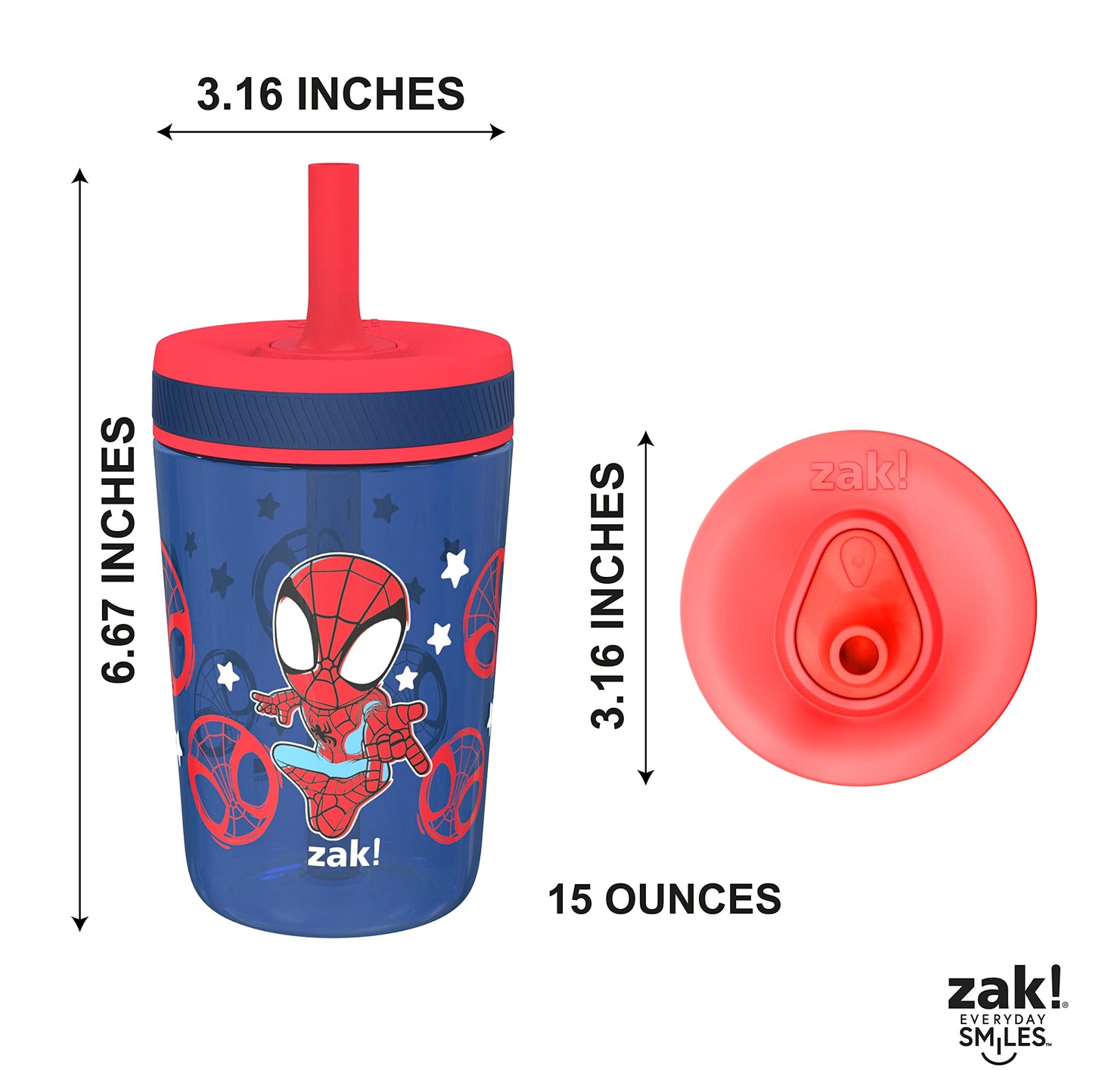 Zak Designs Disney Princess Kelso Toddler Cups For Travel or Home, 15oz 2-Pack Plastic Sippy Cups, Leak-Proof For Kids (Ariel, Aurora, Belle, Cinderella, Jasmine, Mulan, Rapunzel, Tiana)