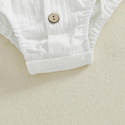 GOOCHEER Newborn Baby Boy Gentleman Outfit Suit Short Sleeve Bowtie Romper Jumpsuit Suspender Shorts Set Summer Dress Clothes
