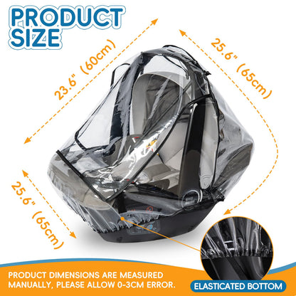 bemece Car Seat Rain Cover, Baby Car Seat Rain Cover Universal with Side Ventilation and Quick-Access Large Window, Protected from Rain, Snow, Wind and Dust, Baby Travel Accessories