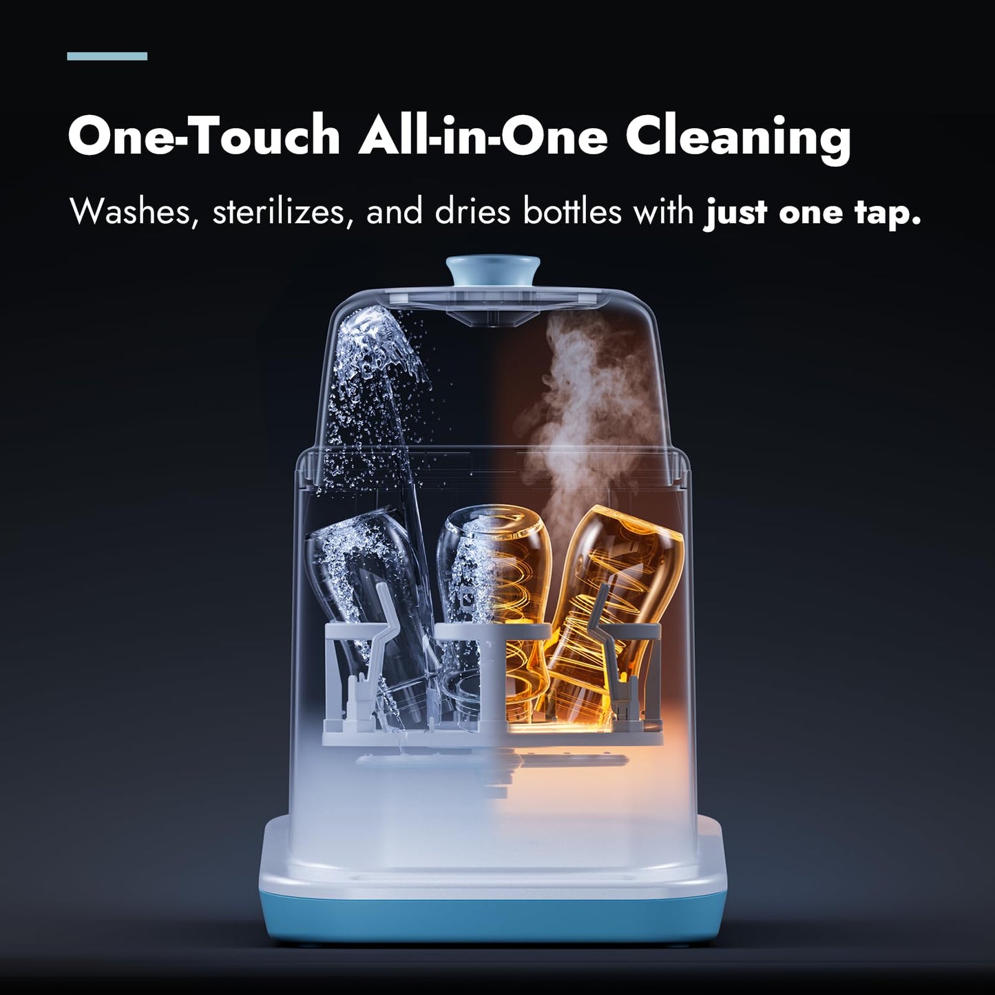 Papablic Bottle Washer Pro, Baby Bottle Washer & Sterilizer & Dryer, 4-in-1 Bottle Washer Sanitizer for Bottles, Pump Parts, & Baby Essentials - Quick & Clean with 60 Detergent Tablets