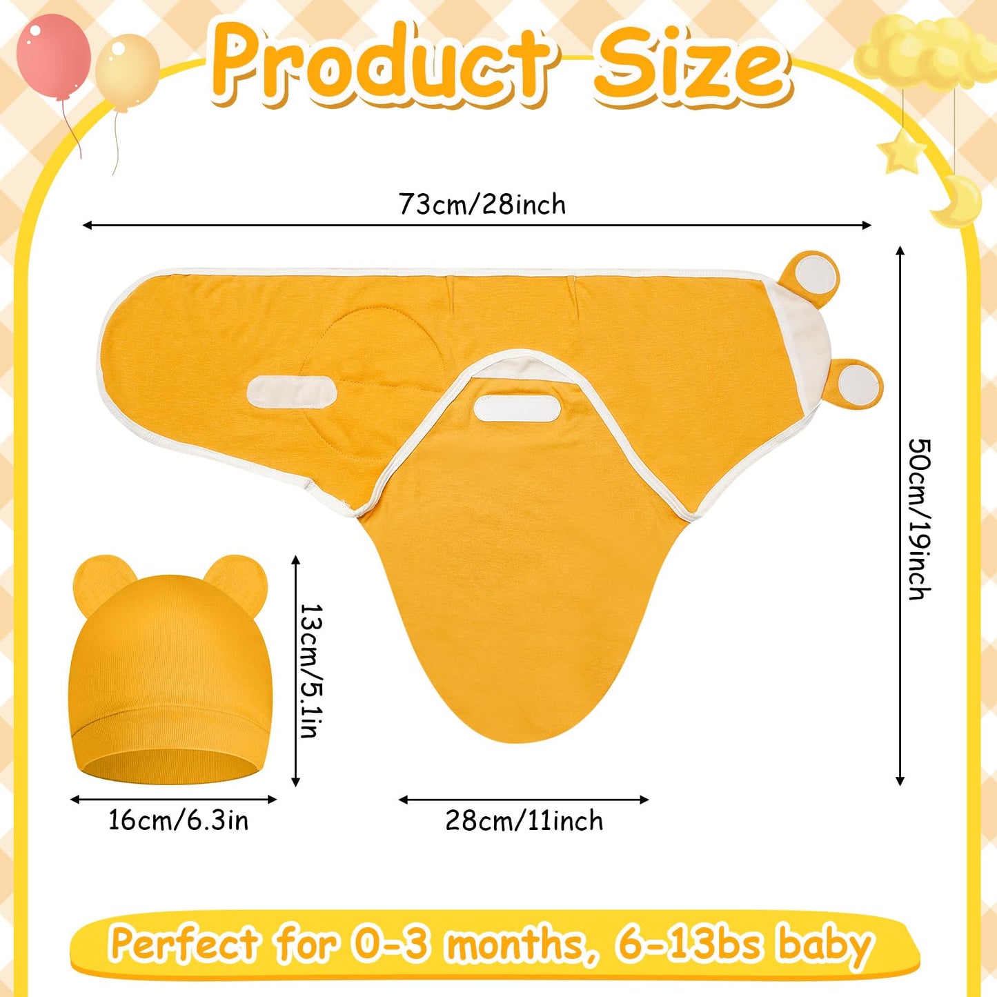 Ramede 6 Pack Baby Swaddle Blanket with Hats Sleep Swaddle for 0-3 Months Newborn Sacks Soft Cotton Wearable for Boy Girl