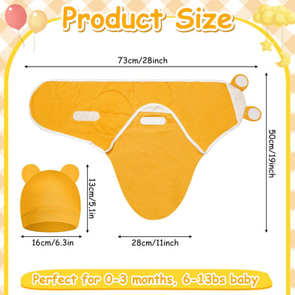 Ramede 6 Pack Baby Swaddle Blanket with Hats Sleep Swaddle for 0-3 Months Newborn Sacks Soft Cotton Wearable for Boy Girl