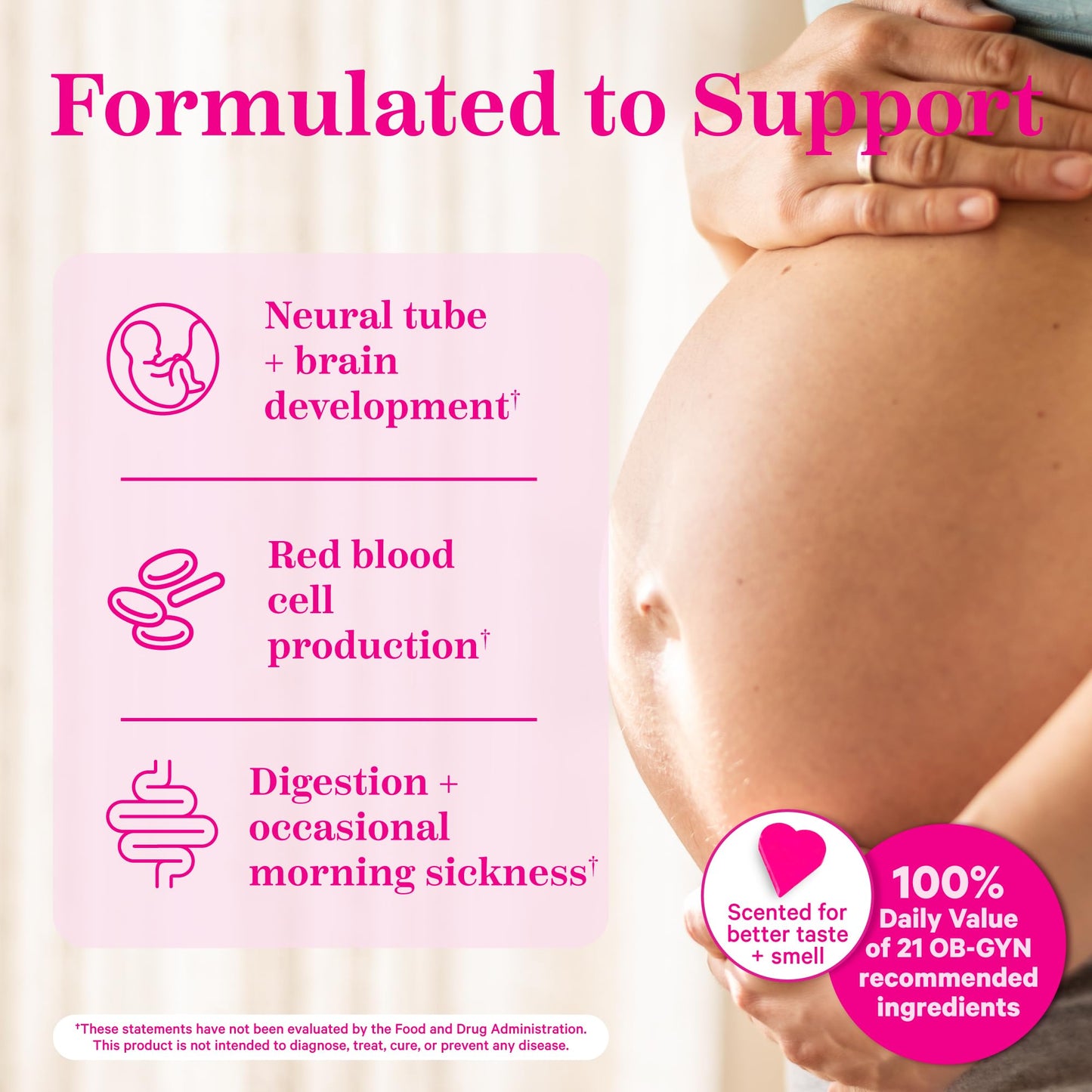 Pink Stork Premium Prenatal Vitamin for Women - Organic Whole-Food Ingredients, Multivitamin & Probiotics - Morning Sickness, Digestion, & Energy - Folate, B6, & Iron - 60 Capsules