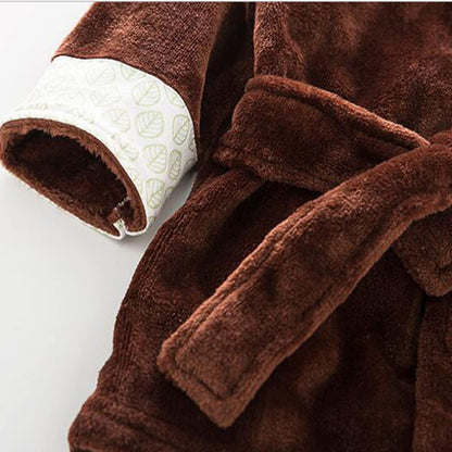Unisex Baby Plush Bathrobe, Toddler Baby Boys Girls Cute Cartoon Animal Face Robe Flannel Hooded Fleece Bathrobe
