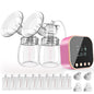 Double Electric Breast Pump Strong Suction, Portable Breast Pump Electric Breastfeeding Pump, Rechargeable Milk Pump with 4 Modes & 9 Levels, Low Noise, Anti-Backflow & LED Display, 24mm Flange, Pink