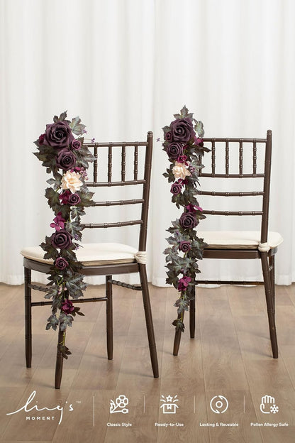 Ling's Moment 10pcs Wedding Chair Decorations Aisle Floral Swag Artificial Pew Flowers Hanging Garland Pink Blush & Cream For Ceremony Reception Church Rose Floral Faux Arrangement Party Outdoor Decor