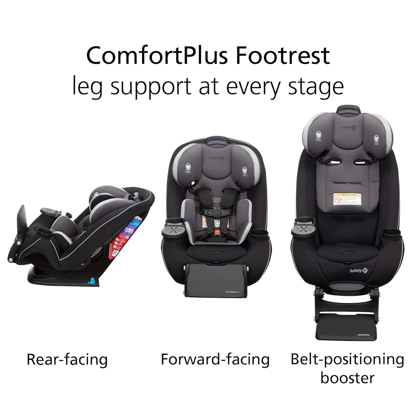 Safety 1st Grow and Go All-in-One Slim Convertible Car Seat, Rear Facing, 5-40 lbs, Forward Facing (30–65 lbs), High Back Booster Seat 40-100 pounds, Dunes Edge