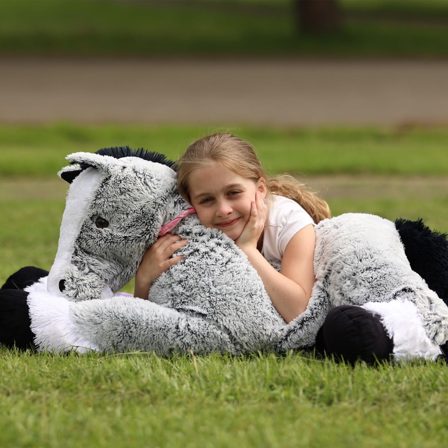 Tezituor 47 Inch Giant Horse Stuffed Animal, 4ft Realistic Chocolate Stuffed Horse Plush Toy, Hugging Soft Horse Pony Plush Pillow for Boys Girls,