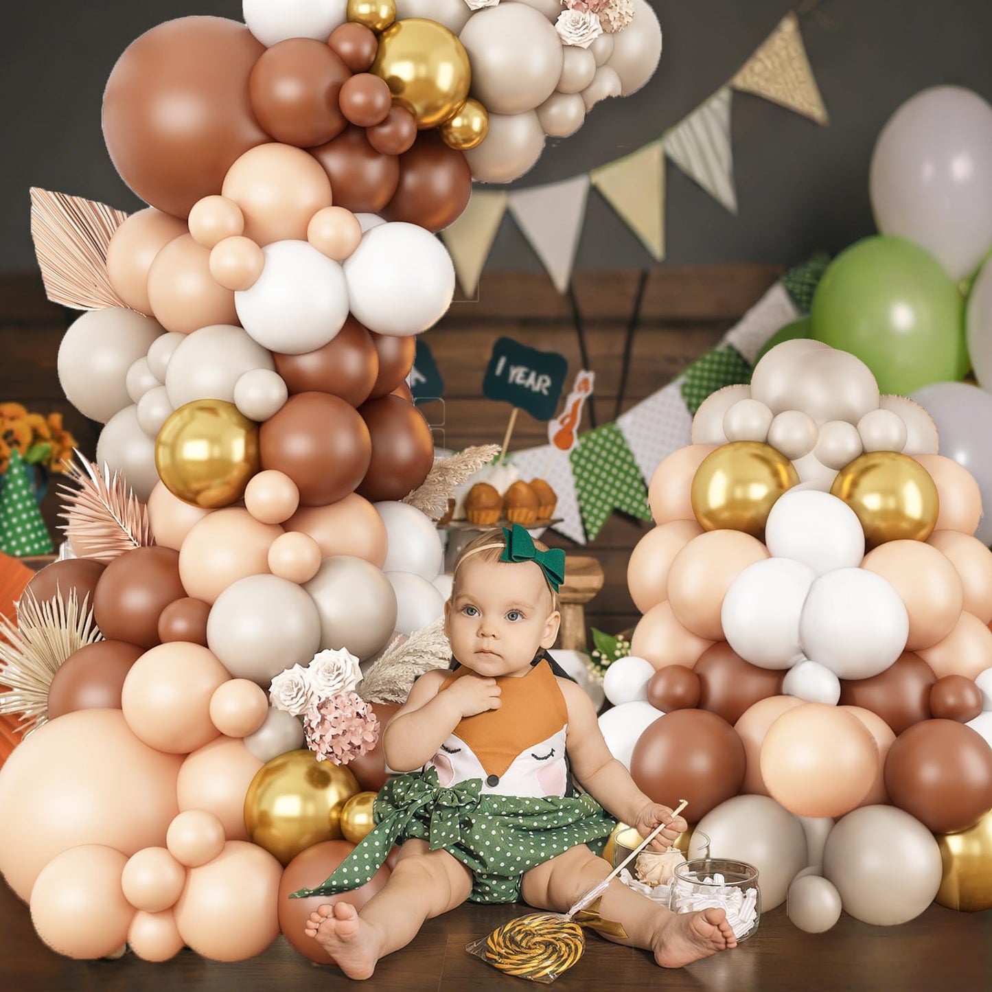 Ivory White Balloon Arch Kit,Boho Balloon Garland with Pastel Orange Cream Beige Champagne Gold White Sand Balloons for Neutral Baby Shower Wedding Boho Bridal Party Decorations