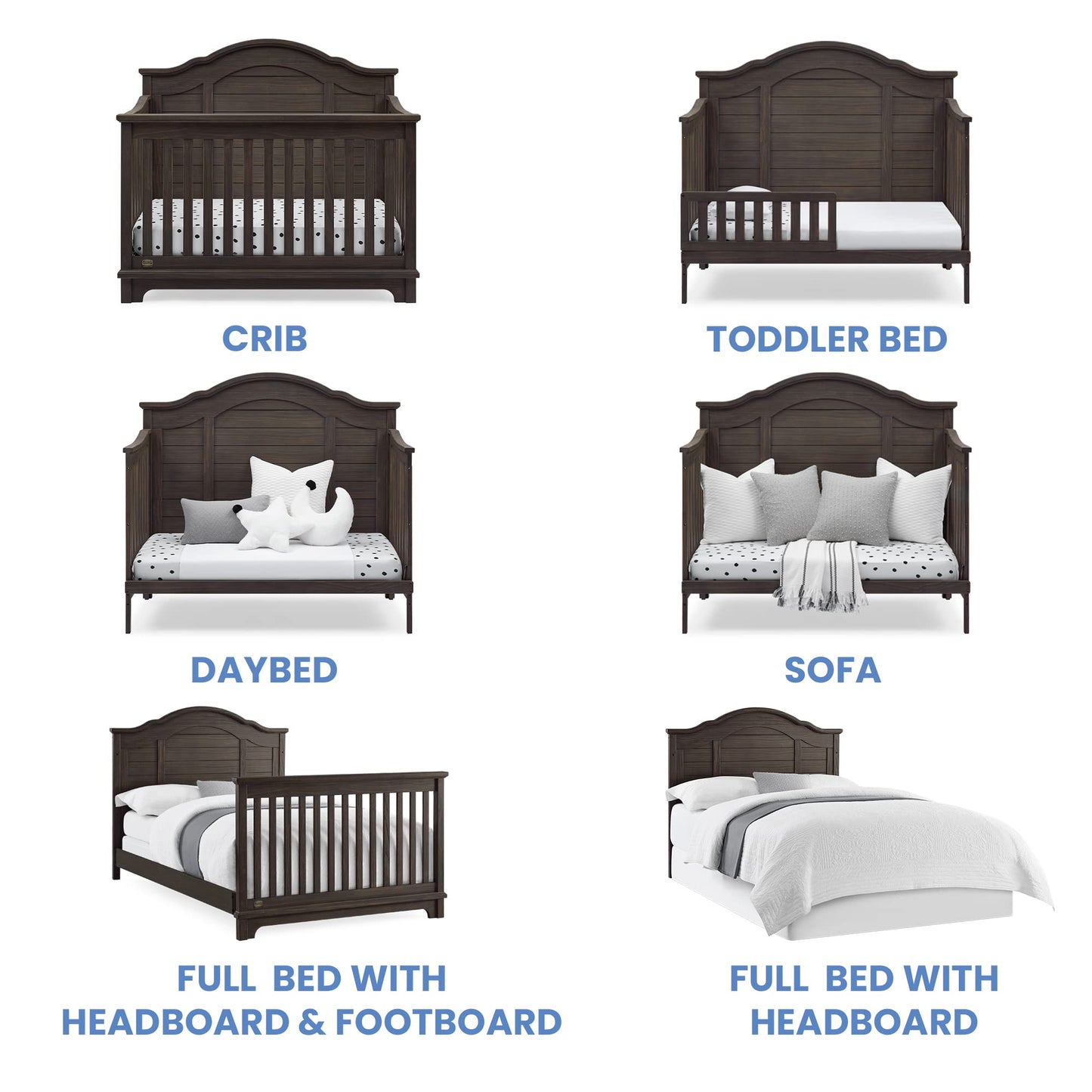 Delta Children Simmons Kids Asher 6-in-1 Convertible Crib with Toddler Rail, Aged Oak