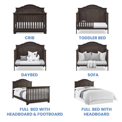 Delta Children Simmons Kids Asher 6-in-1 Convertible Crib with Toddler Rail, Aged Oak