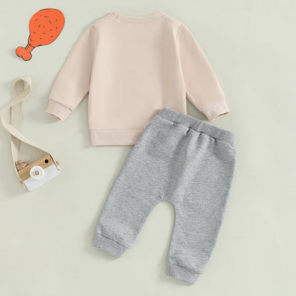Pudcoco Toddler Baby Boys Girls Fall Clothes Farm Animal Outfit Horse Cow Chicken Sweatshirt and Jogger Pants Set