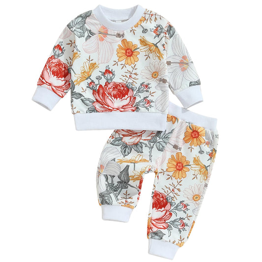 Mubineo Toddler Baby Girl Clothes Cute Long Sleeve Sweatshirt Sweatpant Outfits Fall Winter Tops Pant Outfit Sweatsuit