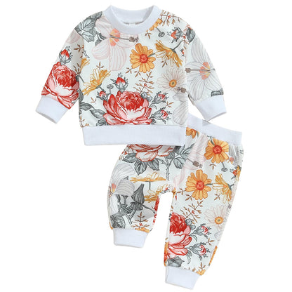 Mubineo Toddler Baby Girl Clothes Cute Long Sleeve Sweatshirt Sweatpant Outfits Fall Winter Tops Pant Outfit Sweatsuit