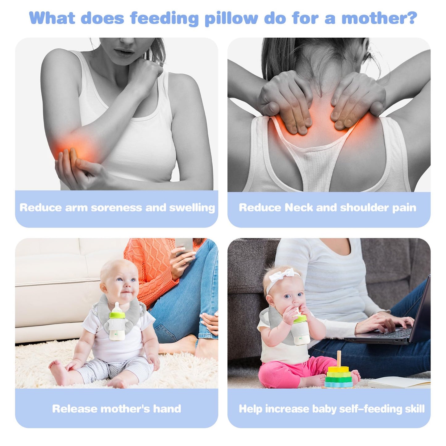 Baby Bottle Holder,Bottle Holder for Baby self Feeding,Baby Bottle Holder Hands Free Feeding,Newborn Bottle Holder,Twin Baby Feeding Pillow,Newborn Essentials (Minty Green）