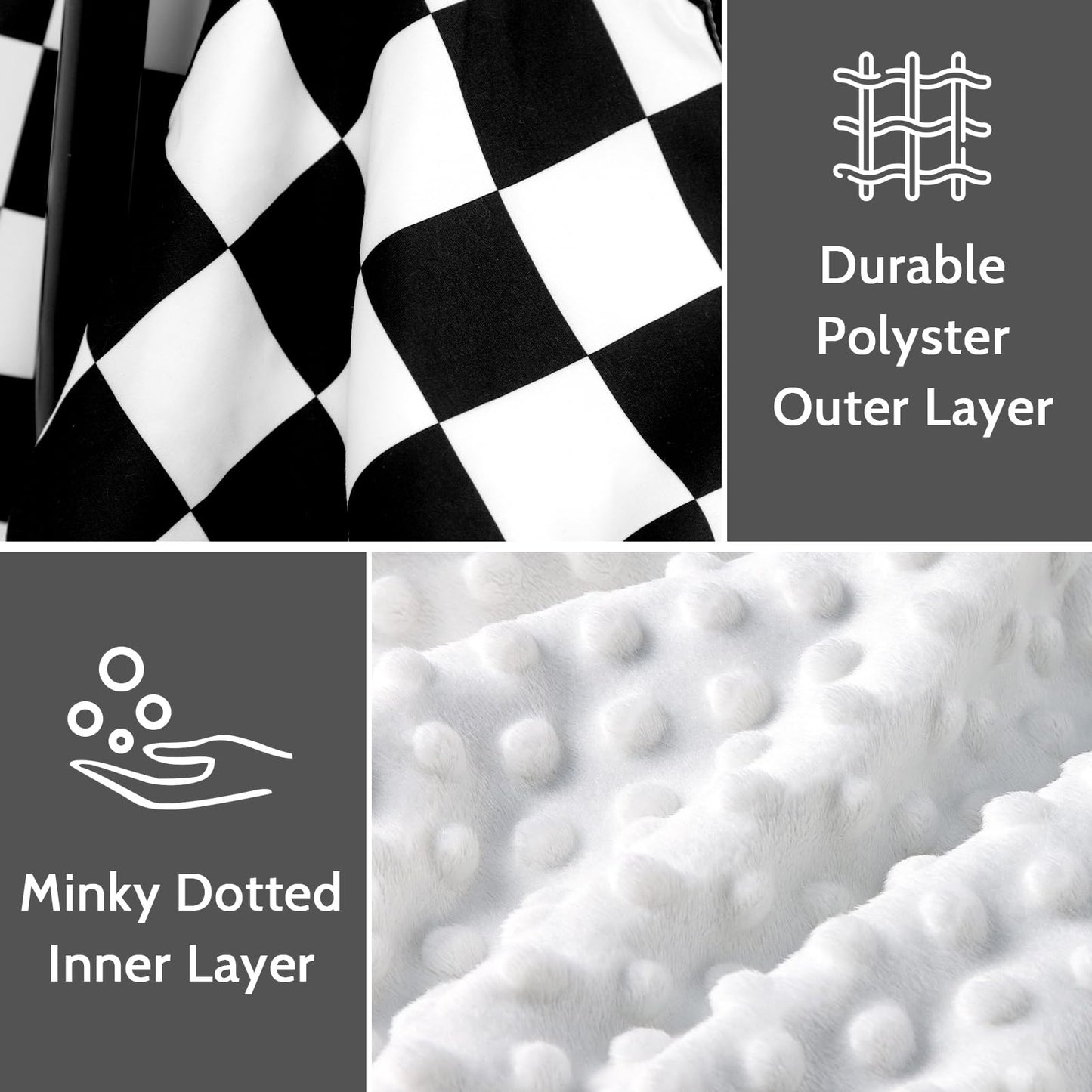 DILIMI Baby Car Seat Cover, Minky Warm Car Seat Covers for Babies, Peekaboo Opening Infant Car Seat Cover, Nursing Cover Carseat Canopy, Black Checkered