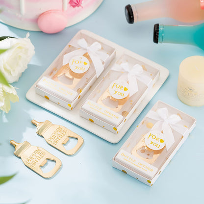 24 Pieces Baby Bottle Openers Shower Favoris, Gifts, Decorations, or Souvenir Guest Gift Boxes, Poppin Design for Baby Boys or Girls (24 Pack Green)