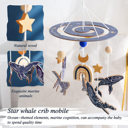 Wooden Crib Mobile Arm | Baby Crib Mobile Arm Wooden Holder | Rotatable Adjustable Anti Slip Attachment Clamp for Sturdy Mobile Hanger (Curved Arm)