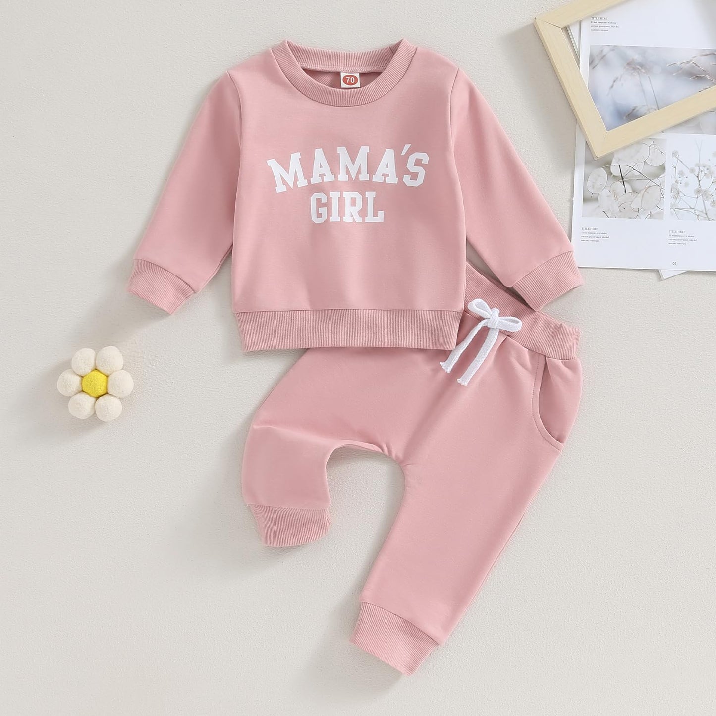 Kaipiclos Toddler Baby Girl Fall Winter Outfit Mamas Girl Long Sleeve Pullover Sweatshirts Jumper Pants Clothes Set