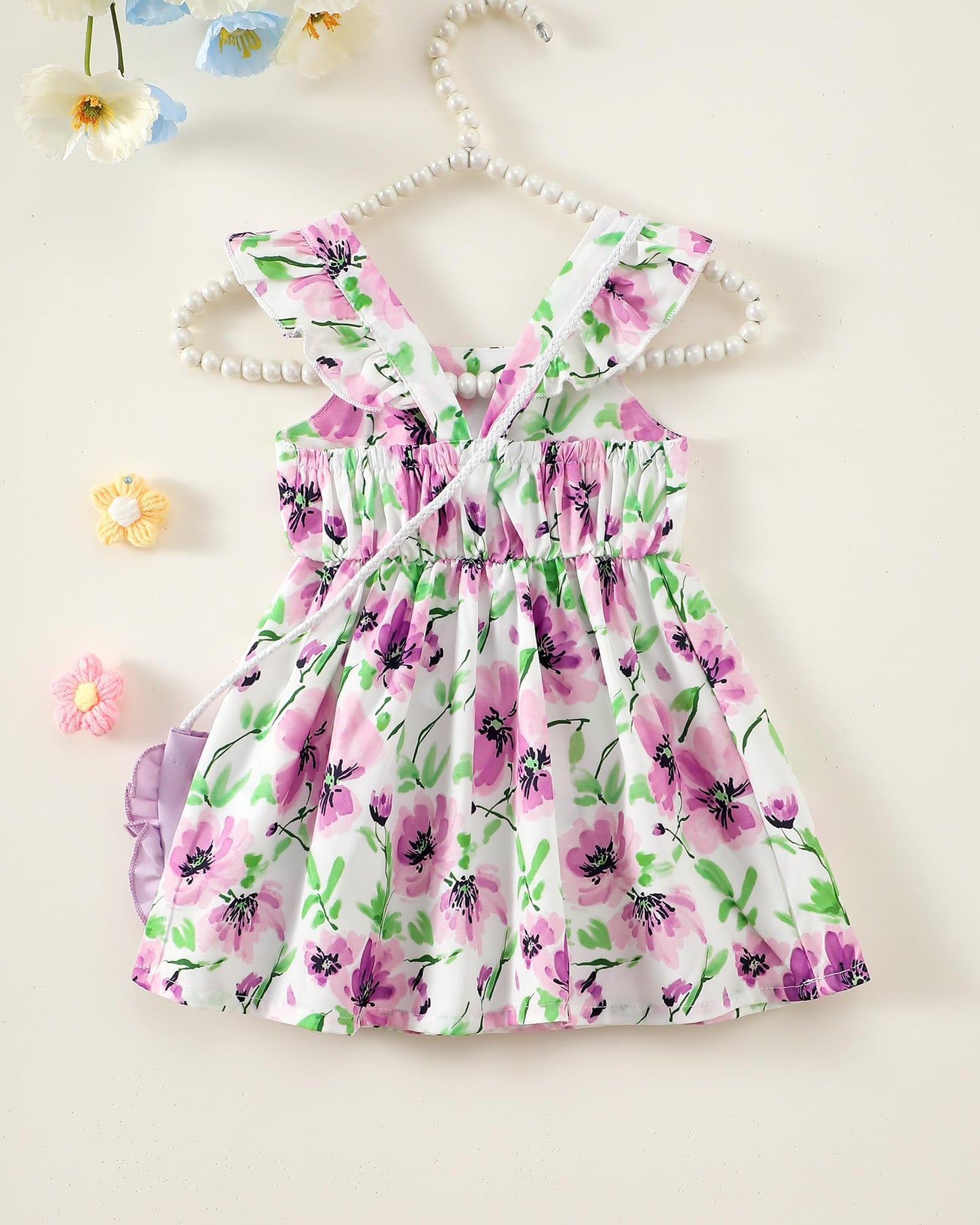 Mioglrie Baby Girl Clothes Newborn Dress Summer Toddler Girls' Clothing Casual Sundress with Cute Bag Infant Outfits