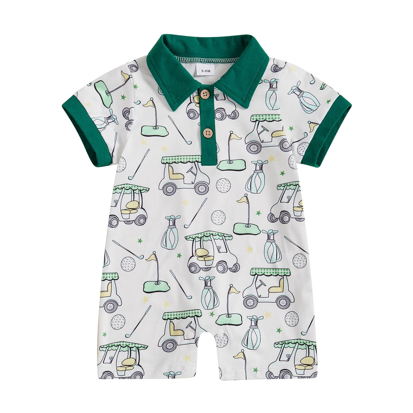Baby Boy Rompers Half Button-up Jumpsuit Short Sleeve Bodysuit Summer Clothes
