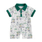 Baby Boy Rompers Half Button-up Jumpsuit Short Sleeve Bodysuit Summer Clothes