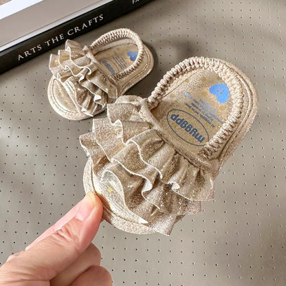 Ohwawadi Baby Boys Girls Sandals Soft Sole Summer Infant Wedding Dress Flat Shoes Beach Sandal Newborn Crib Shoes First Walkers