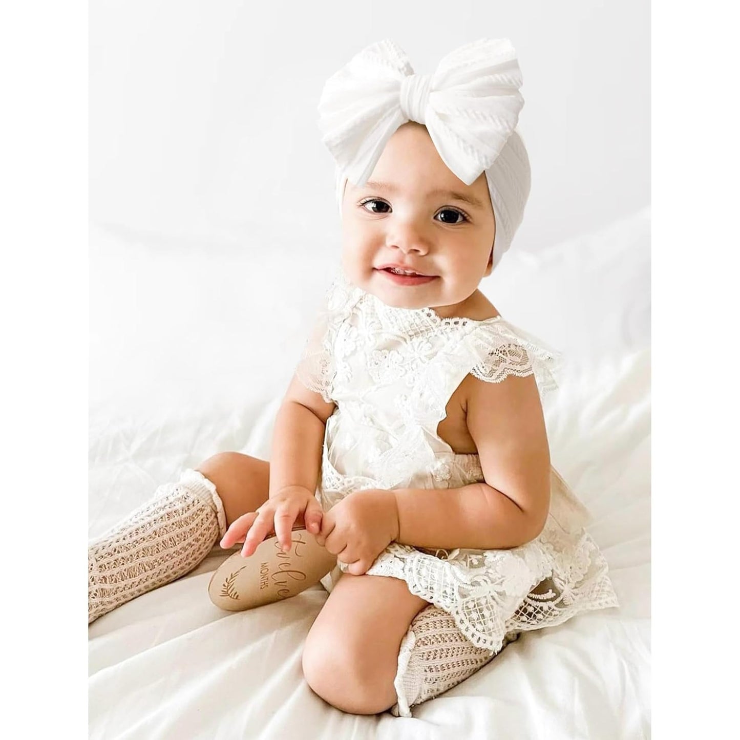 Niceye Handmade Baby Headbands Soft Stretchy Nylon Hair Bands with Bows for Newborn Infant Baby Toddler Girls- Pack of 6