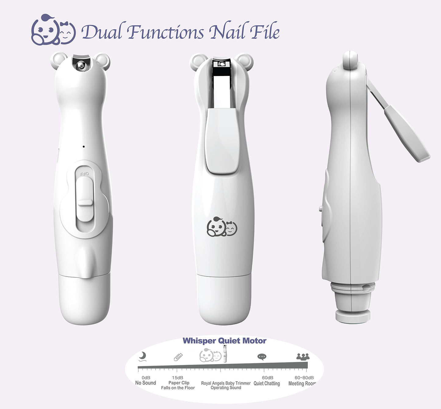 Baby Nail Trimmer 21 in 1, Usage Labeled Case & 13 Extra Replacement Tools, Royal Angels Baby Electric Nail File, Baby Nail Care, Nail Clipper Newborn Toddler Toes & Fingernails Nail Kit (Blue)
