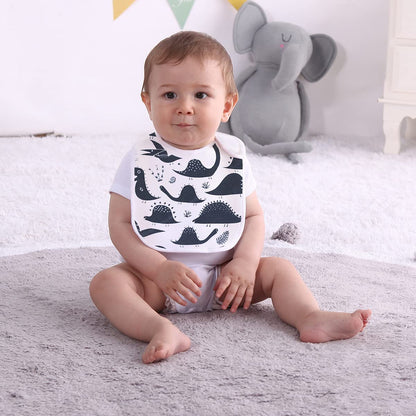 Maiwa 6 Pack Waterproof Cotton Baby Bibs for Girls Boys for Drooling Eating with Snaps