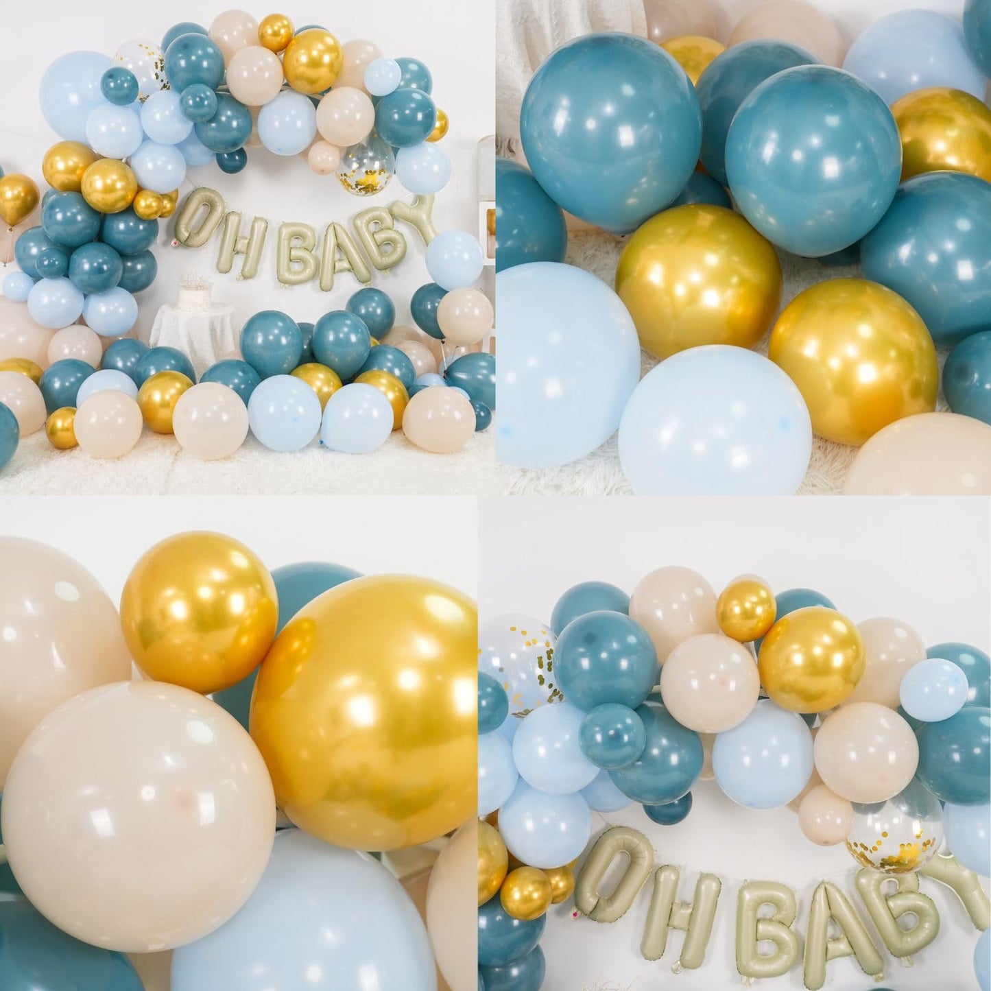 Sage Green Baby Shower Decorations,Boho Greency Neutral Balloon Arch with Oh Baby Balloon Banner Green Gold Balloons For Boy Girl Woodland Baby Shower Birthday Party Supplies