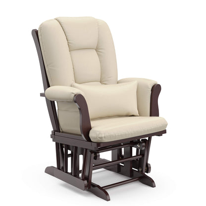 Storkcraft Tuscany Custom Glider and Ottoman with Free Lumbar Pillow (White/Slate Gray Swirl) - Cleanable Upholstered Comfort Rocking Nursery Chair with Ottoman
