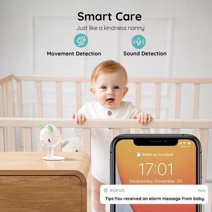 BOIFUN Split Screen Video Baby Monitor WiFi, 2 Cameras, Smartphone APP Control & LCD Monitor, AI Motion & Sound Detection, 4.3'' 4X Zoom, 1080P Smart (Monitor para Bebe), Area Alarm, Video Recording
