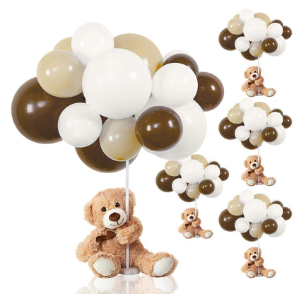 Meooeck 185 Pcs Bear Baby Shower Party Decorations Table Centerpieces 5 Pcs 13. 5'' Gender Reveal Bears 180 Balloons Kit Baby Shower Table Decor for Birthday Wedding(Green, Brown, Nude, White)