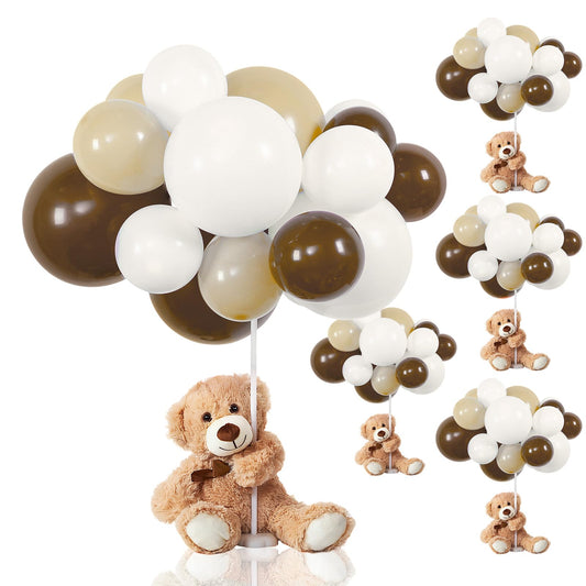 Meooeck 185 Pcs Bear Baby Shower Party Decorations Table Centerpieces 5 Pcs 13. 5'' Gender Reveal Bears 180 Balloons Kit Baby Shower Table Decor for Birthday Wedding(Green, Brown, Nude, White)