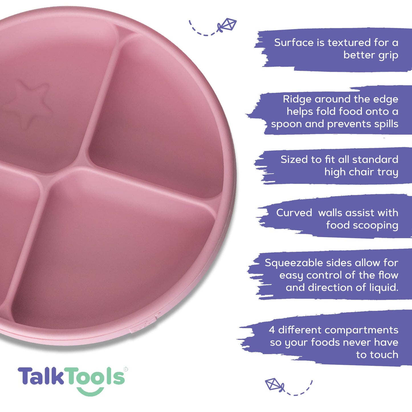 TalkTools ITSY Baby Utensil Set – Silicone Training Cup, Plate and Twin Spoon Pack for Toddlers| Infant First Food Self Feeding Silicone Training Set (Bubblegum)