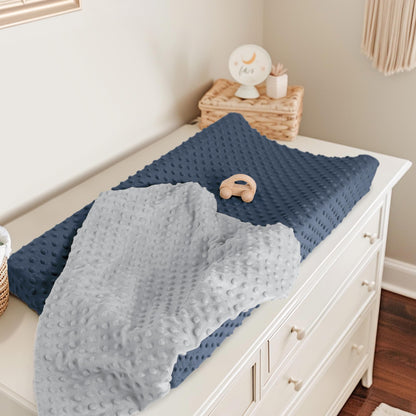 Susurration 2Pack Changing Pad Covers Super Soft Minky Dots Plush Changing Table Covers 33x17x7in Breathable Changing Pad Sheets for Unisex Baby Girls and Boys (Beige&Brown)