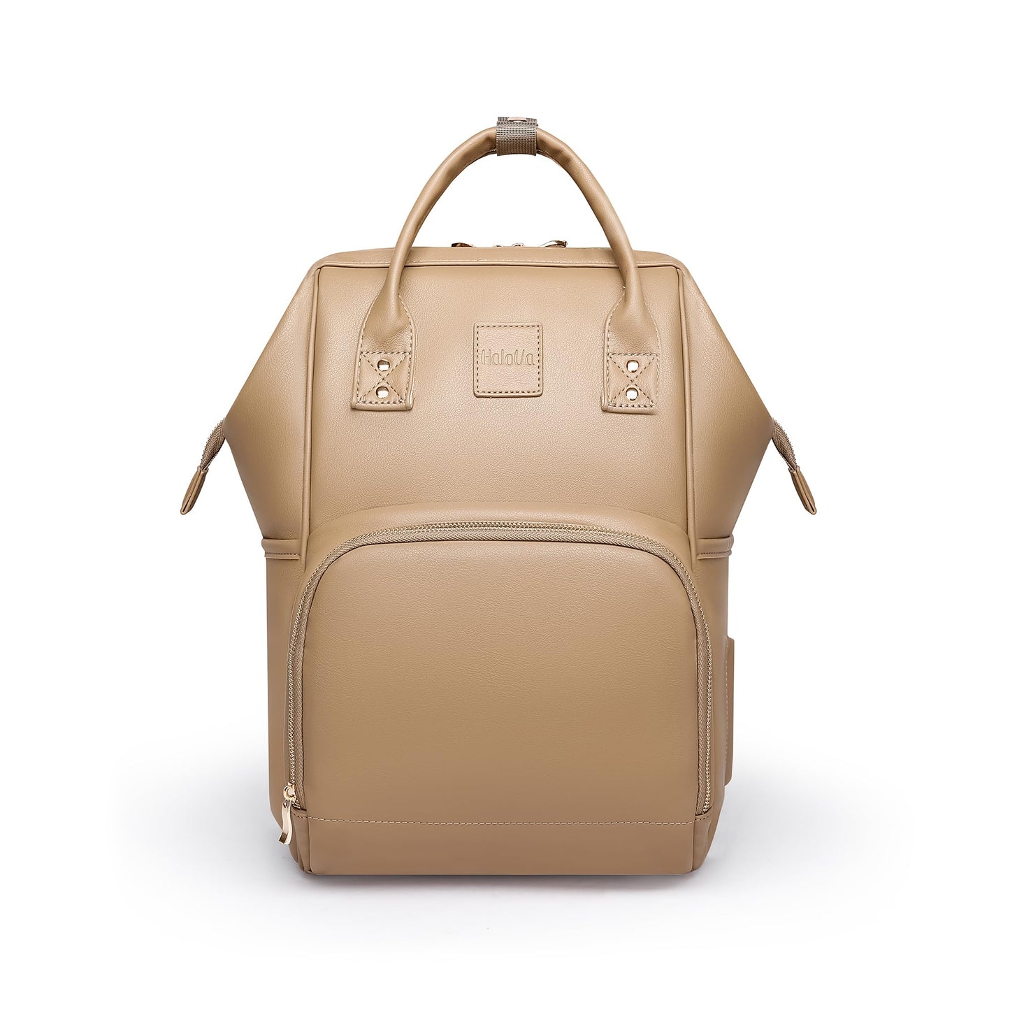 HaloVa Diaper Bag, Leather Backpack Eco-Friendly Leather Daddy Mommy Baby Bag with 24L Capacity & Multiple Pockets