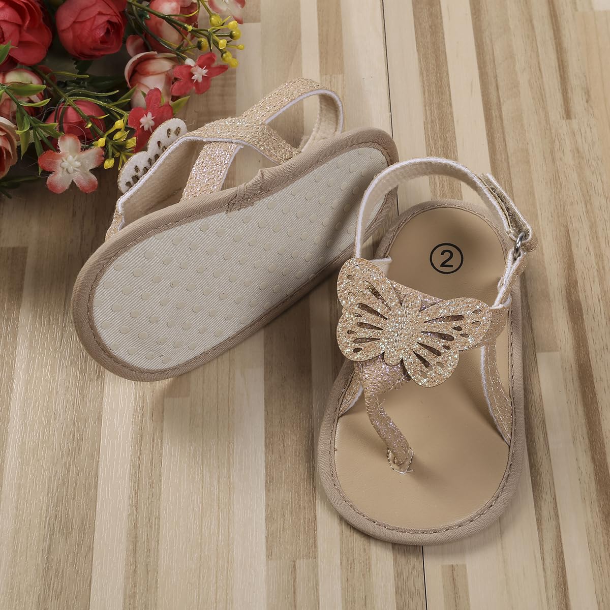 Baby Girls Butterfly Sandals Infant First Walking Slipper Shoes Soft Soles Non-Slip Summer Princess Shoes 0-18M