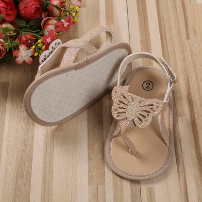 Baby Girls Butterfly Sandals Infant First Walking Slipper Shoes Soft Soles Non-Slip Summer Princess Shoes 0-18M