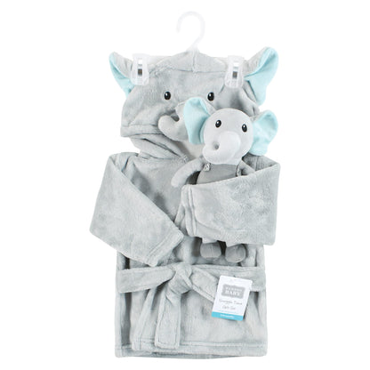 Hudson Baby Unisex Baby Plush Bathrobe and Toy Set
