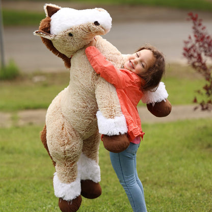 Tezituor 47 Inch Giant Horse Stuffed Animal, 4ft Realistic Chocolate Stuffed Horse Plush Toy, Hugging Soft Horse Pony Plush Pillow for Boys Girls,