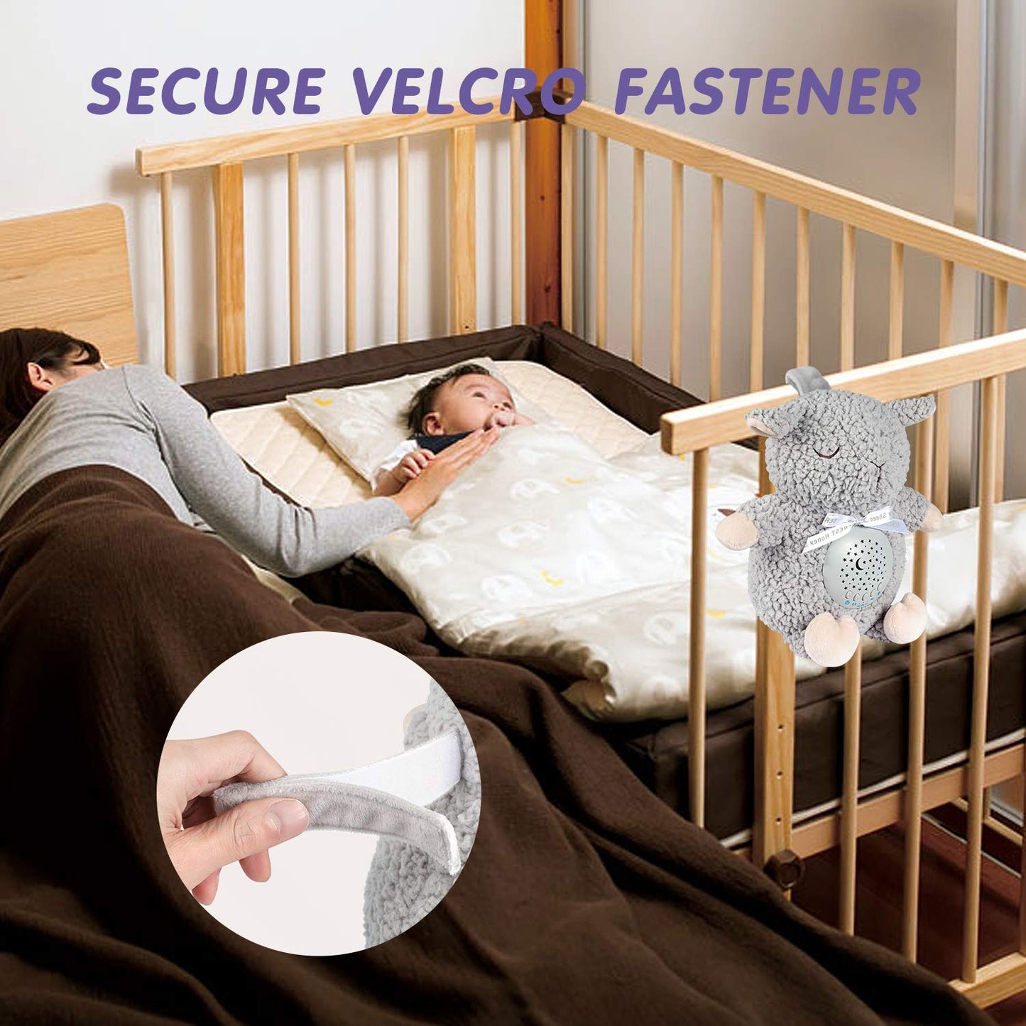 BEREST Baby Sleep Soother Sheep, Mom's Heartbeat Cry Sensor Lullabies & White Noise Sound Machine, Nursery Decor Night Light Projector Toddler Crib Sleeping Aid, Babies Shower Gifts Stuffed Animal