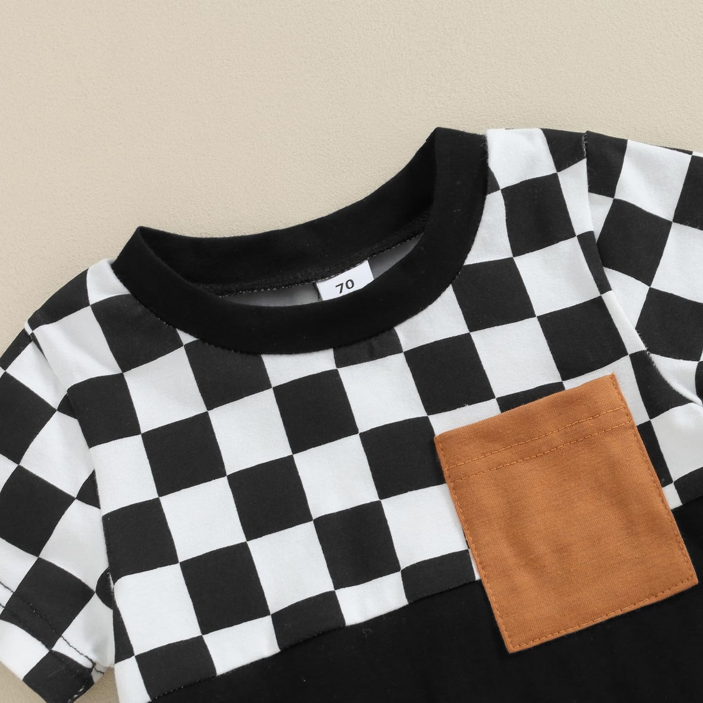 Toddler Baby Boy Summer Clothes Set Short Sleeve Checkered Tops & Shorts Novelty Color Block Outfits