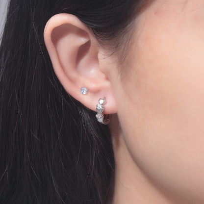 CiNily 14K White Gold Plated Small Hoop Earrings for Women Girls Heart Cubic Zirconia Hypoallergenic Earrings
