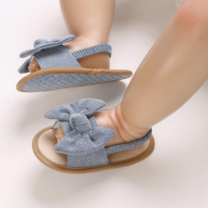 Baby Girls Bow Knot Sandals Flat Non-Slip Patchwork Princess Shoes Infant First Walking Slipper Shoes Beach Sandals